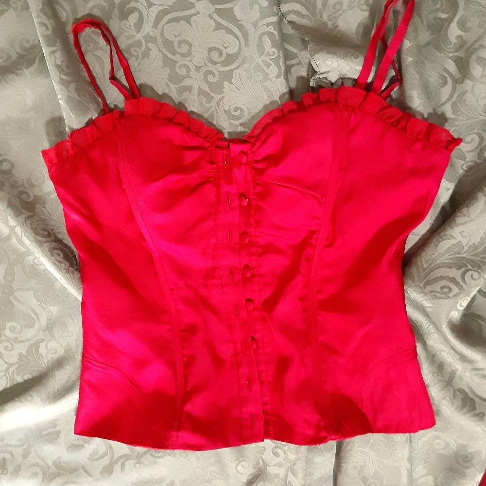 Sexy Bodice Red Silk size S